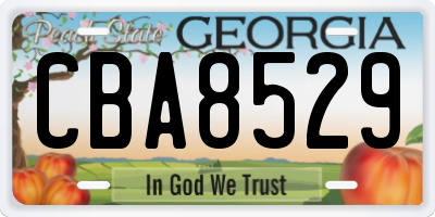 GA license plate CBA8529