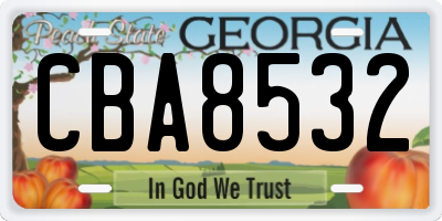 GA license plate CBA8532