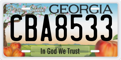 GA license plate CBA8533