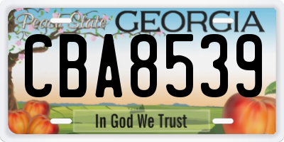 GA license plate CBA8539