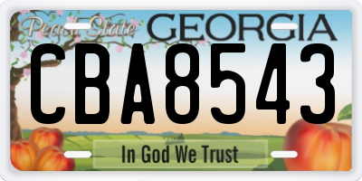 GA license plate CBA8543