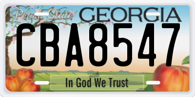 GA license plate CBA8547