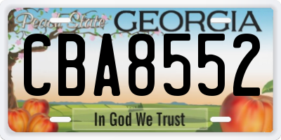 GA license plate CBA8552