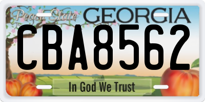 GA license plate CBA8562