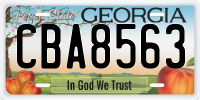 GA license plate CBA8563