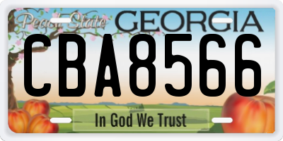 GA license plate CBA8566