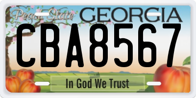GA license plate CBA8567