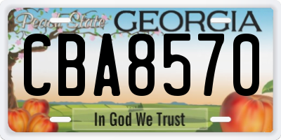 GA license plate CBA8570