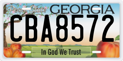 GA license plate CBA8572