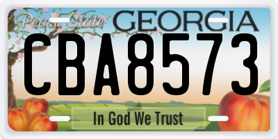 GA license plate CBA8573