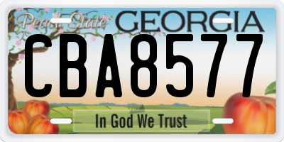 GA license plate CBA8577
