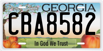 GA license plate CBA8582