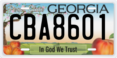 GA license plate CBA8601