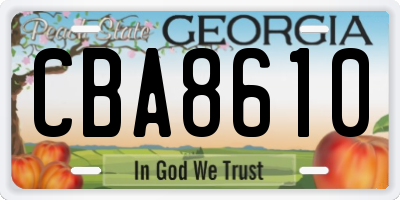 GA license plate CBA8610