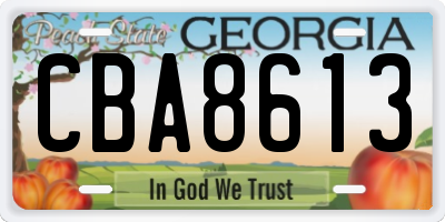 GA license plate CBA8613