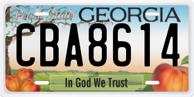 GA license plate CBA8614