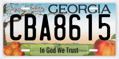 GA license plate CBA8615