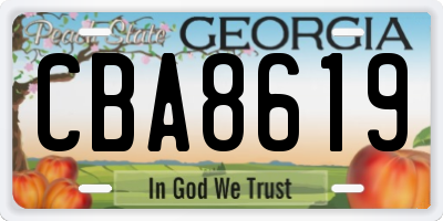 GA license plate CBA8619