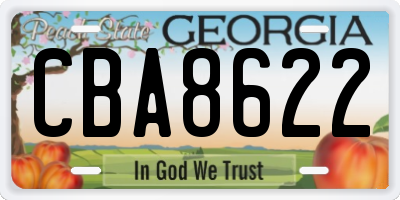 GA license plate CBA8622