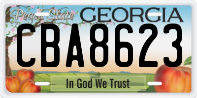 GA license plate CBA8623