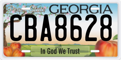 GA license plate CBA8628