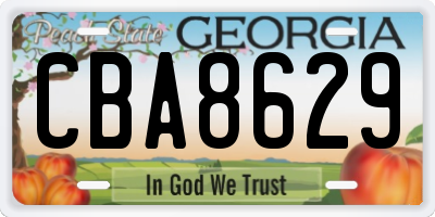 GA license plate CBA8629