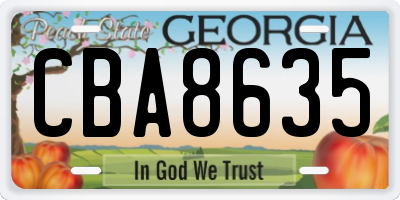 GA license plate CBA8635