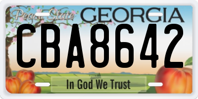 GA license plate CBA8642