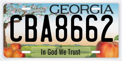 GA license plate CBA8662