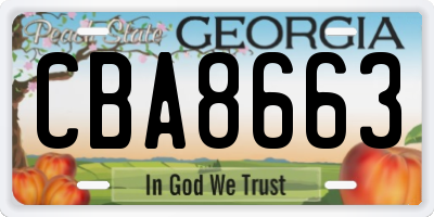 GA license plate CBA8663