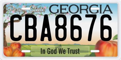 GA license plate CBA8676