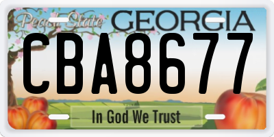 GA license plate CBA8677