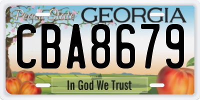 GA license plate CBA8679