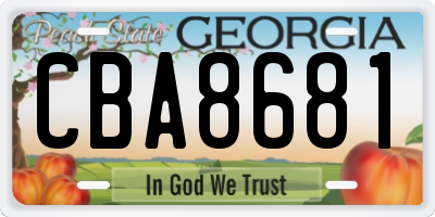 GA license plate CBA8681