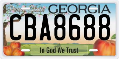 GA license plate CBA8688