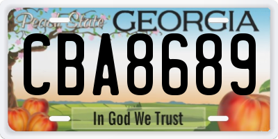 GA license plate CBA8689