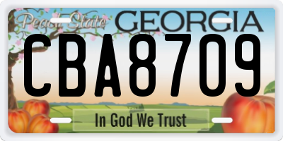 GA license plate CBA8709