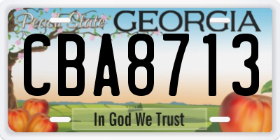 GA license plate CBA8713
