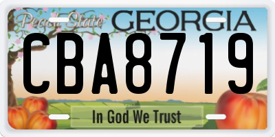 GA license plate CBA8719