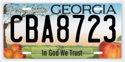 GA license plate CBA8723