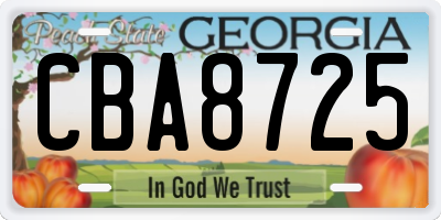 GA license plate CBA8725