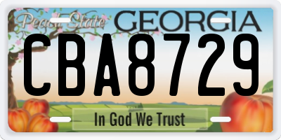 GA license plate CBA8729