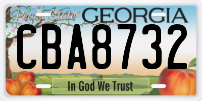 GA license plate CBA8732