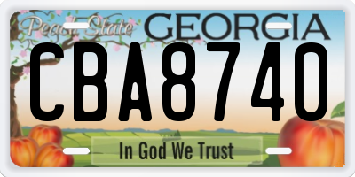 GA license plate CBA8740