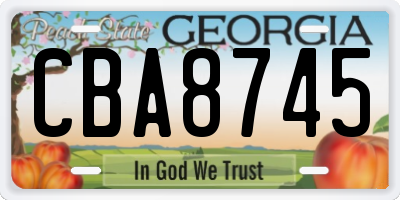 GA license plate CBA8745