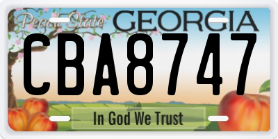 GA license plate CBA8747
