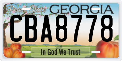 GA license plate CBA8778