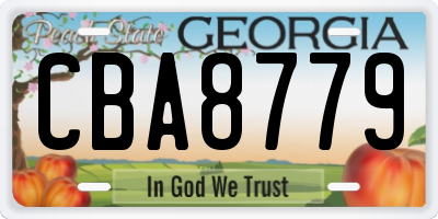 GA license plate CBA8779