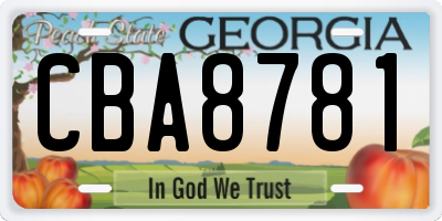 GA license plate CBA8781