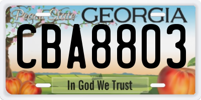 GA license plate CBA8803